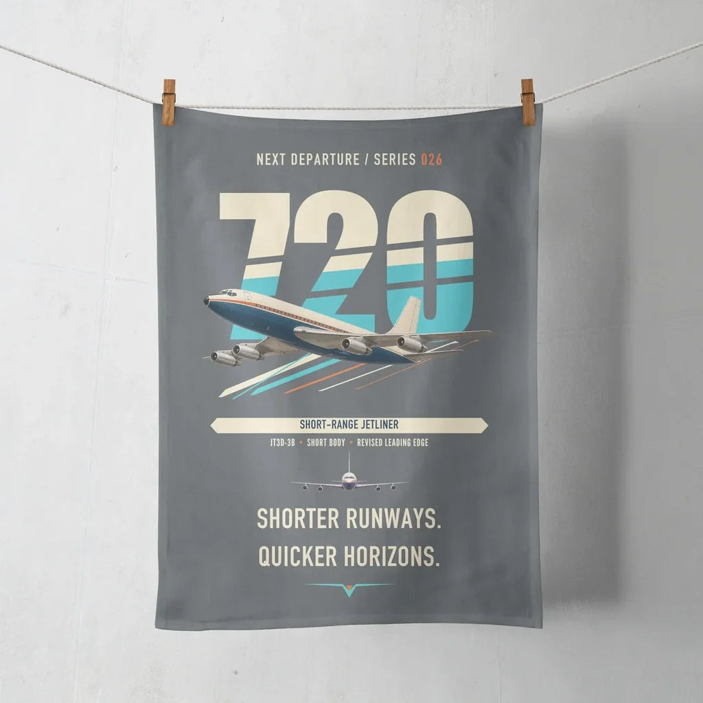 Boeing 720B design on gray towel
