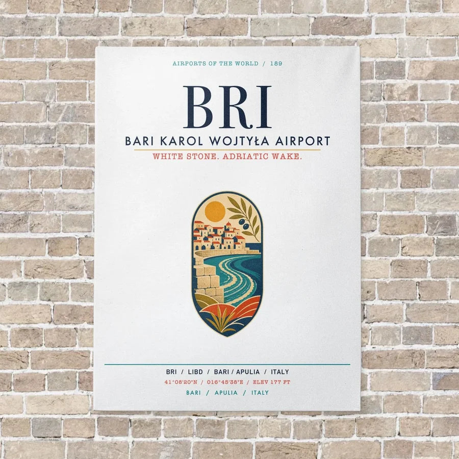 Bari Karol Wojtyła Airport BRI vertical canvas print - no frame - white background