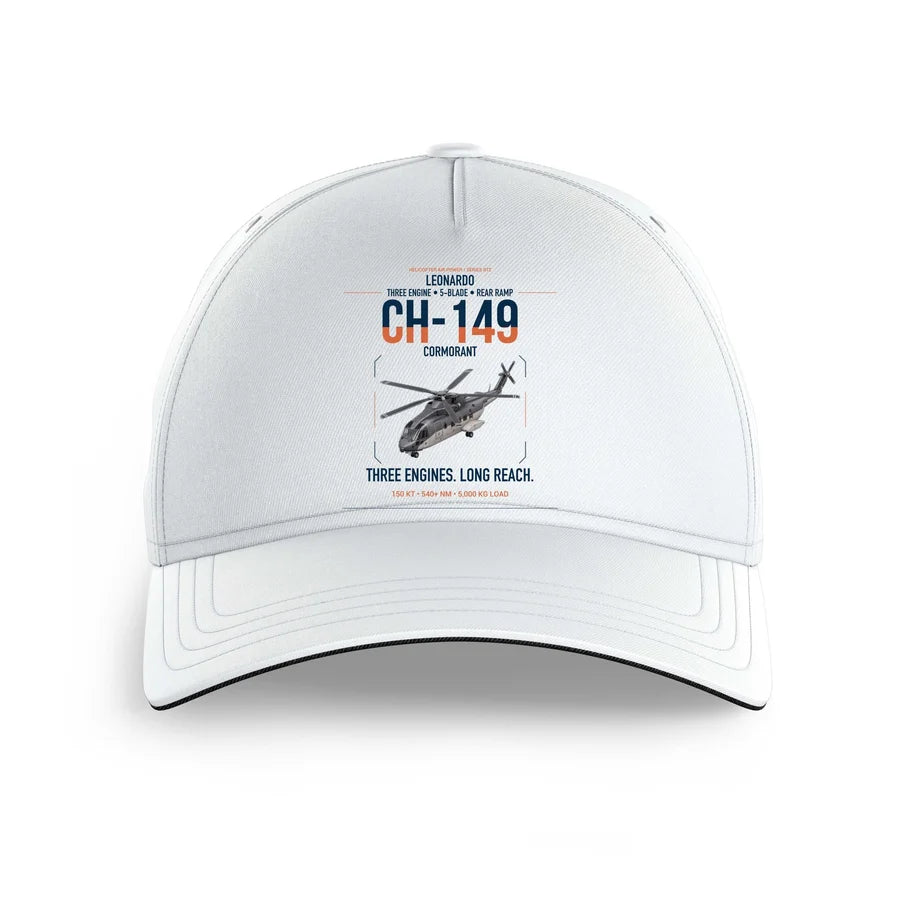 Leonardo CH-149 Cormorant design on white printed hat