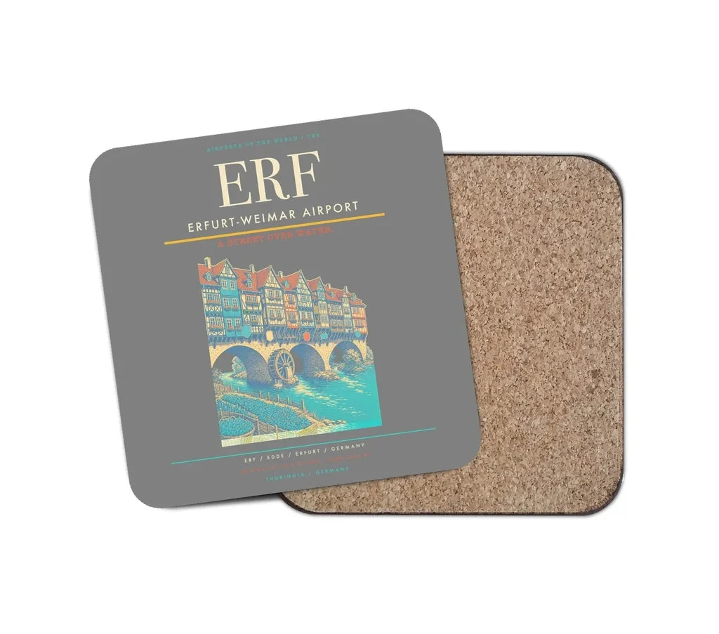 Erfurt-Weimar Airport (ERF) design on gray 1 piece coaster