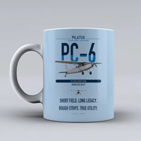 Thumbnail for Pilatus PC-6 Porter design on light blue ceramic mug, double-side print