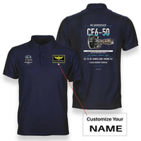 Thumbnail for CF6-50 design on navy blue polo with custom name badge