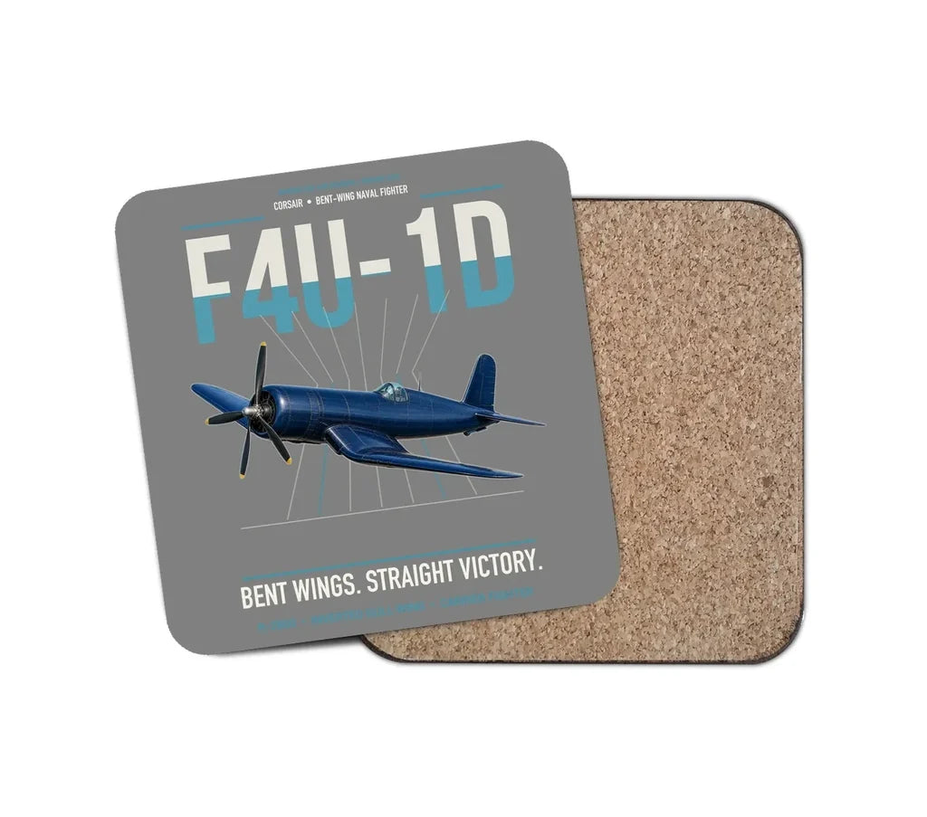 F4U-1D Corsair design on gray 1 piece coaster