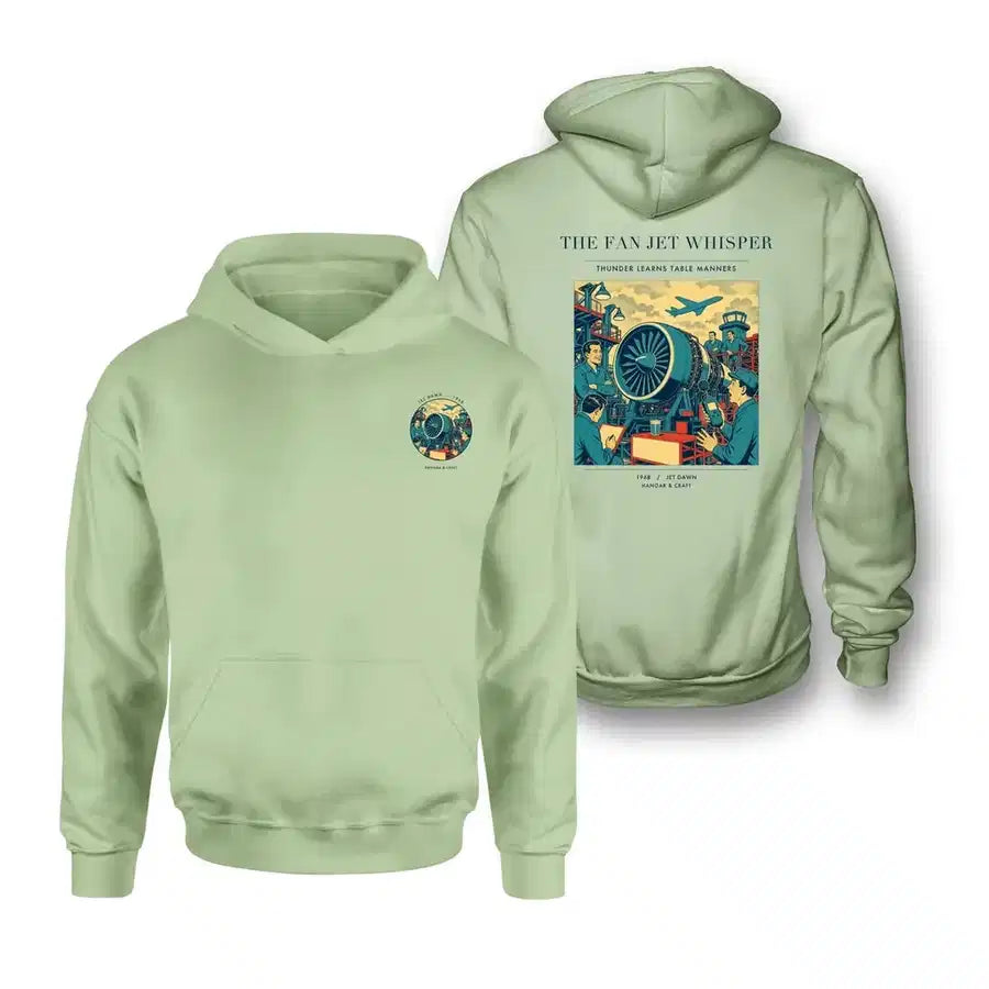VINTAGE G4464 - The Fan Jet Whisper - Double-Side Hoodie design on lightgreen double side
