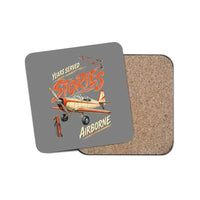 Thumbnail for Years Served Stories Airborne design on gray 1 piece coaster
