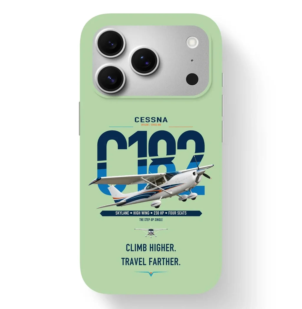 Cessna 182 Skylane design on light green magsafe iphone case, for iPhone 17 Pro