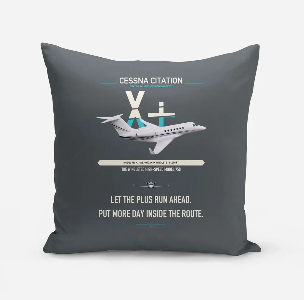 Cessna Citation X+ design on gray pillow