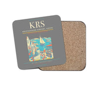 Thumbnail for Kristiansand Airport, Kjevik (KRS) design on gray 1 piece coaster