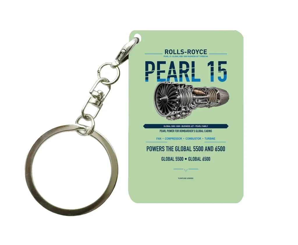 PEARL 15 Key Chain design on light green key chain