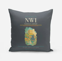Thumbnail for Norwich Airport (NWI) design on gray pillow