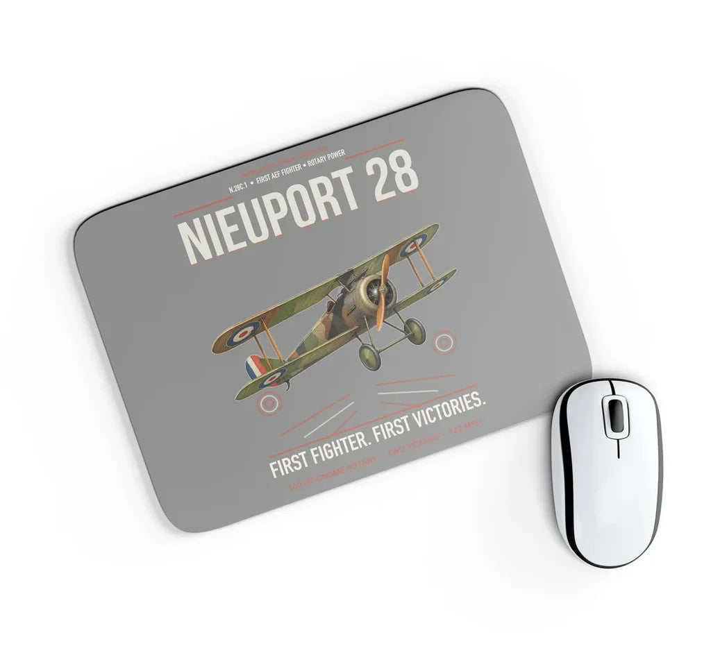 Nieuport 28C.1 design on gray rectangle mouse pad