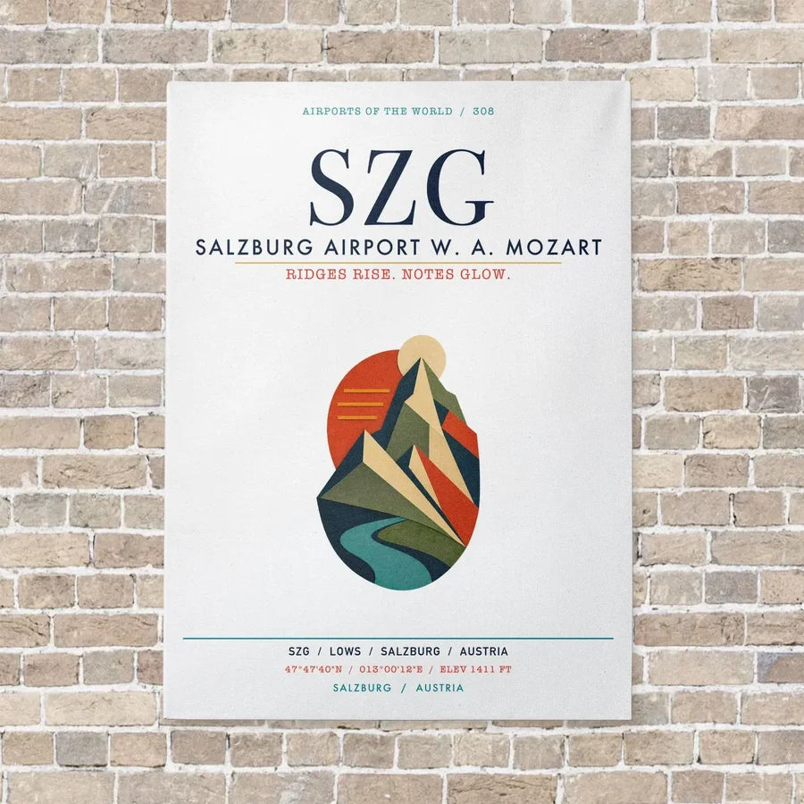 Salzburg Airport SZG vertical canvas print - no frame - white background