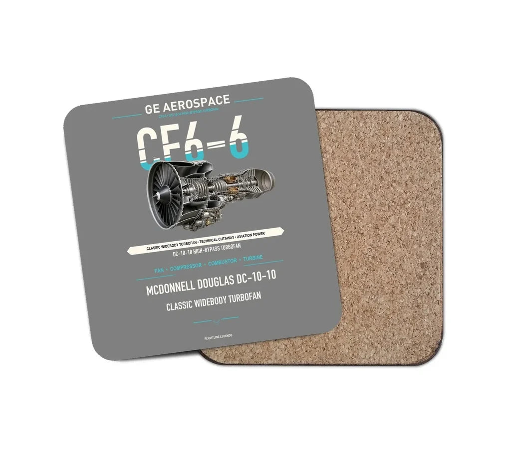 CF6-6 design on gray 1 piece coaster