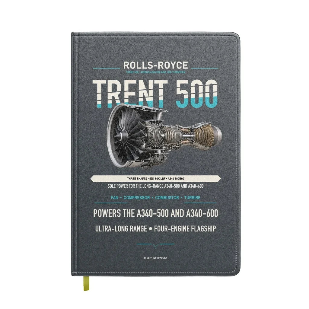 TRENT 500 design on gray notebook