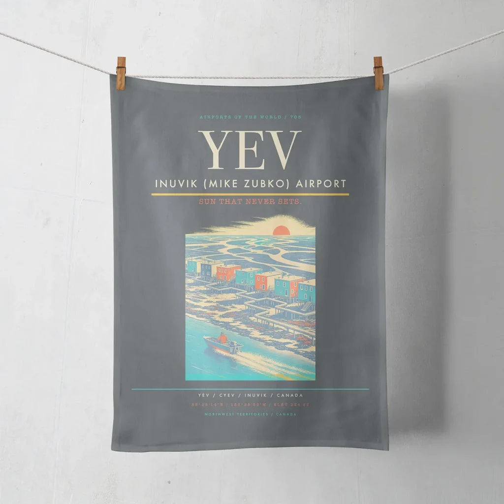 Inuvik (Mike Zubko) Airport (YEV) design on gray towel