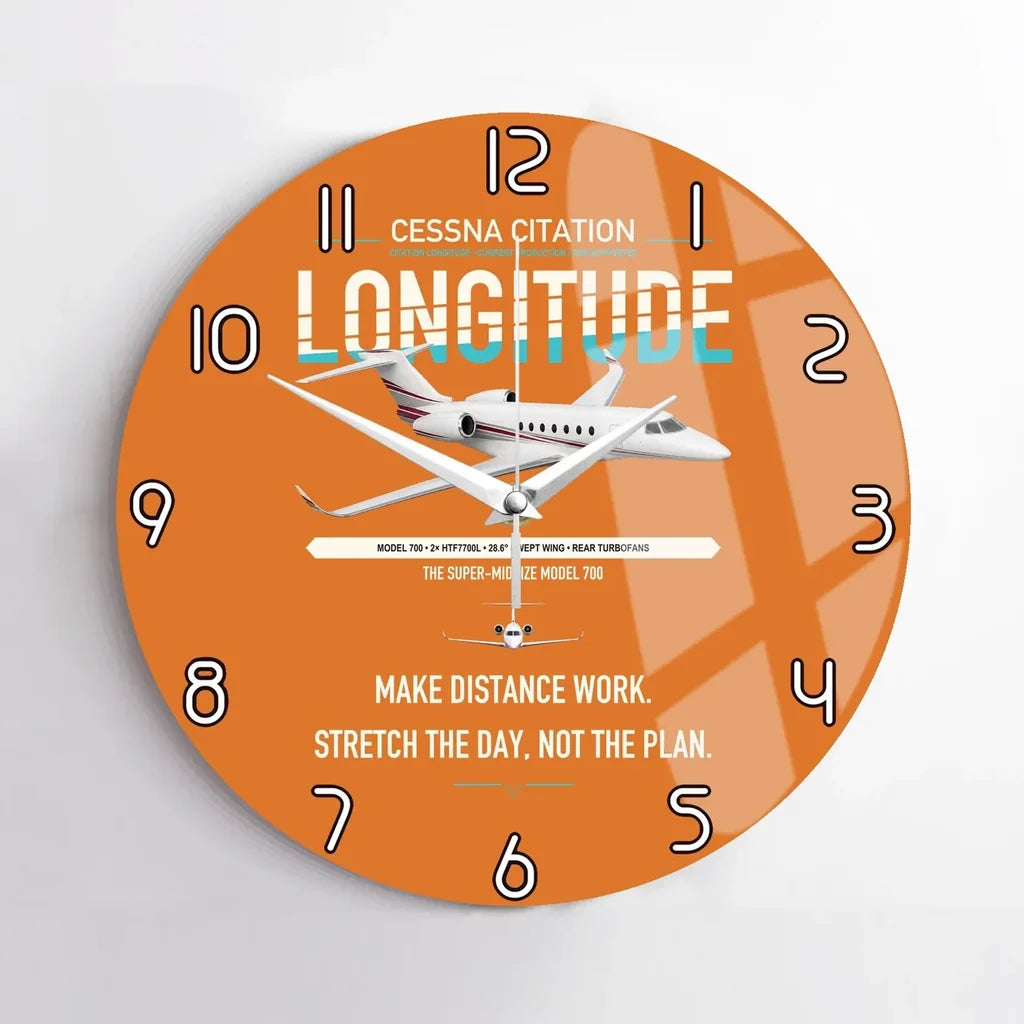Cessna Citation Longitude design on orange no frame wall clock