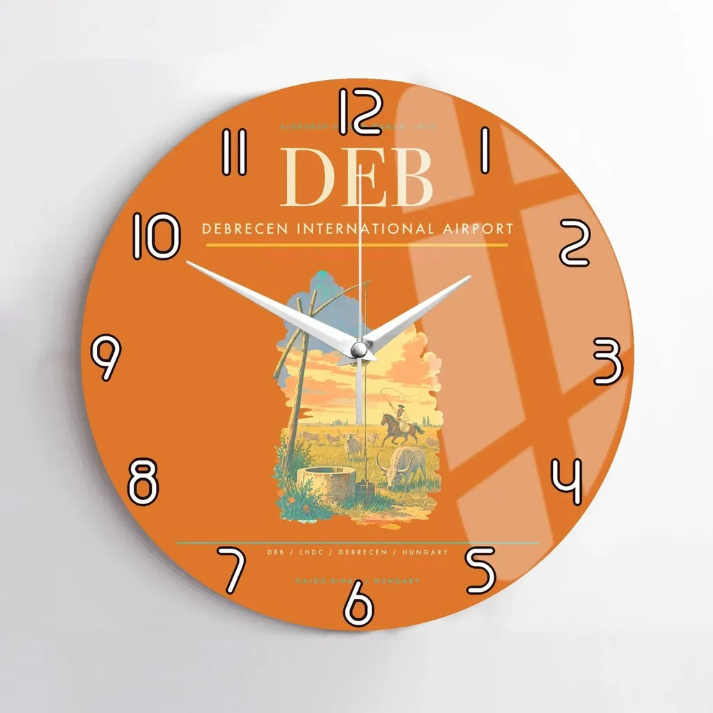 Debrecen International Airport (DEB) design on orange no frame wall clock