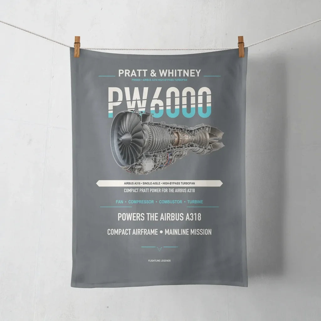 PW6000 design on gray towel
