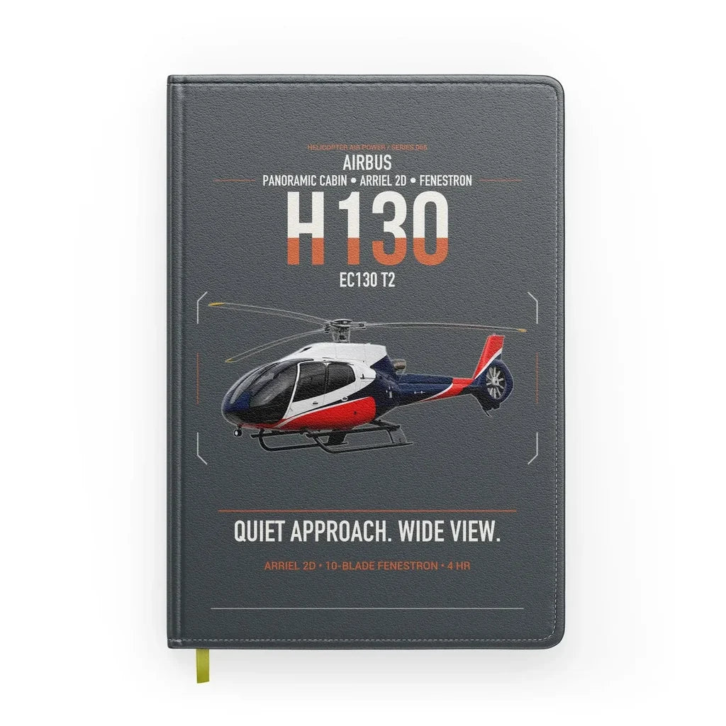 Airbus H130 design on gray notebook