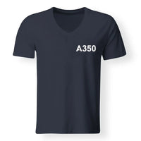 Thumbnail for A350 Flat Text Designed V-Neck T-Shirts - view 11