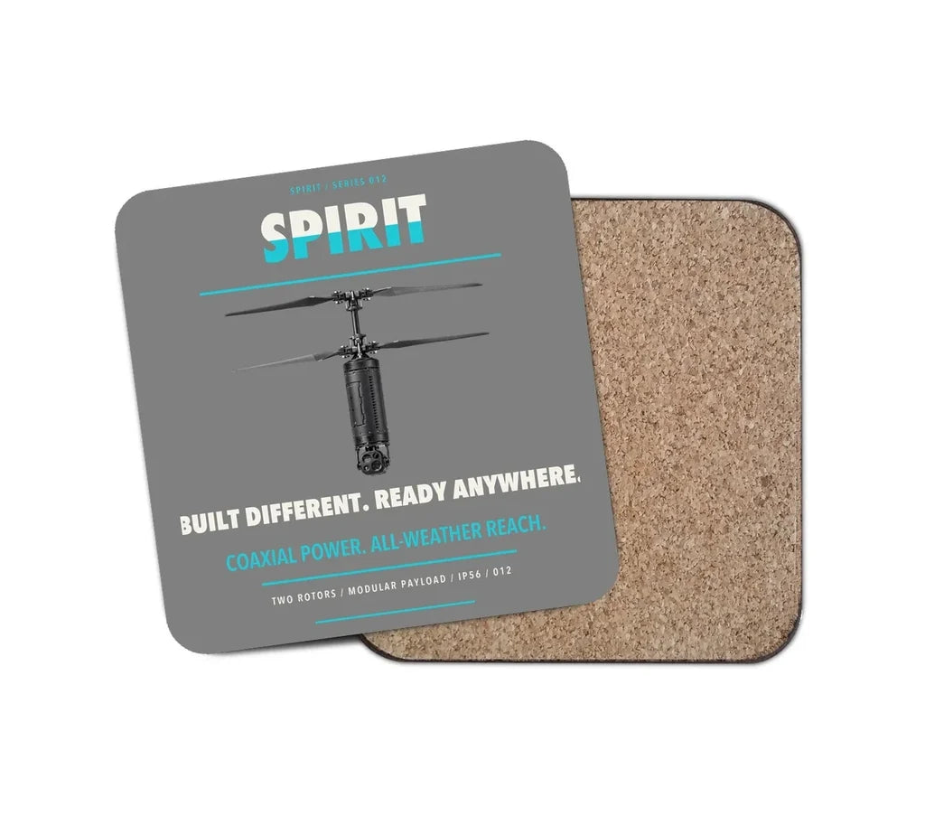 Ascent AeroSystems Spirit design on gray 1 piece coaster