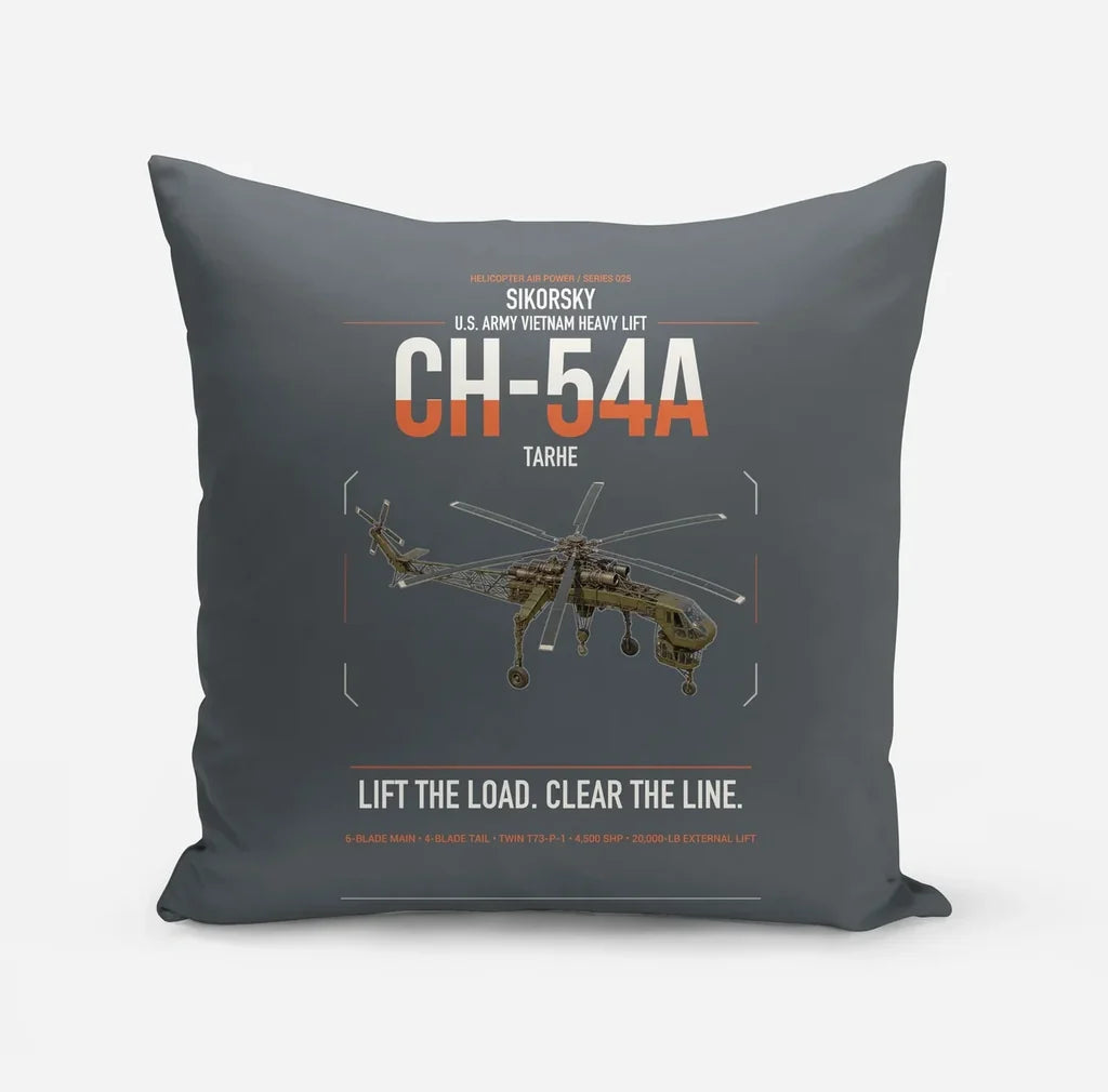 Sikorsky CH-54A Tarhe design on gray pillow