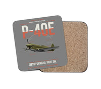 Thumbnail for P-40E Warhawk design on gray 1 piece coaster