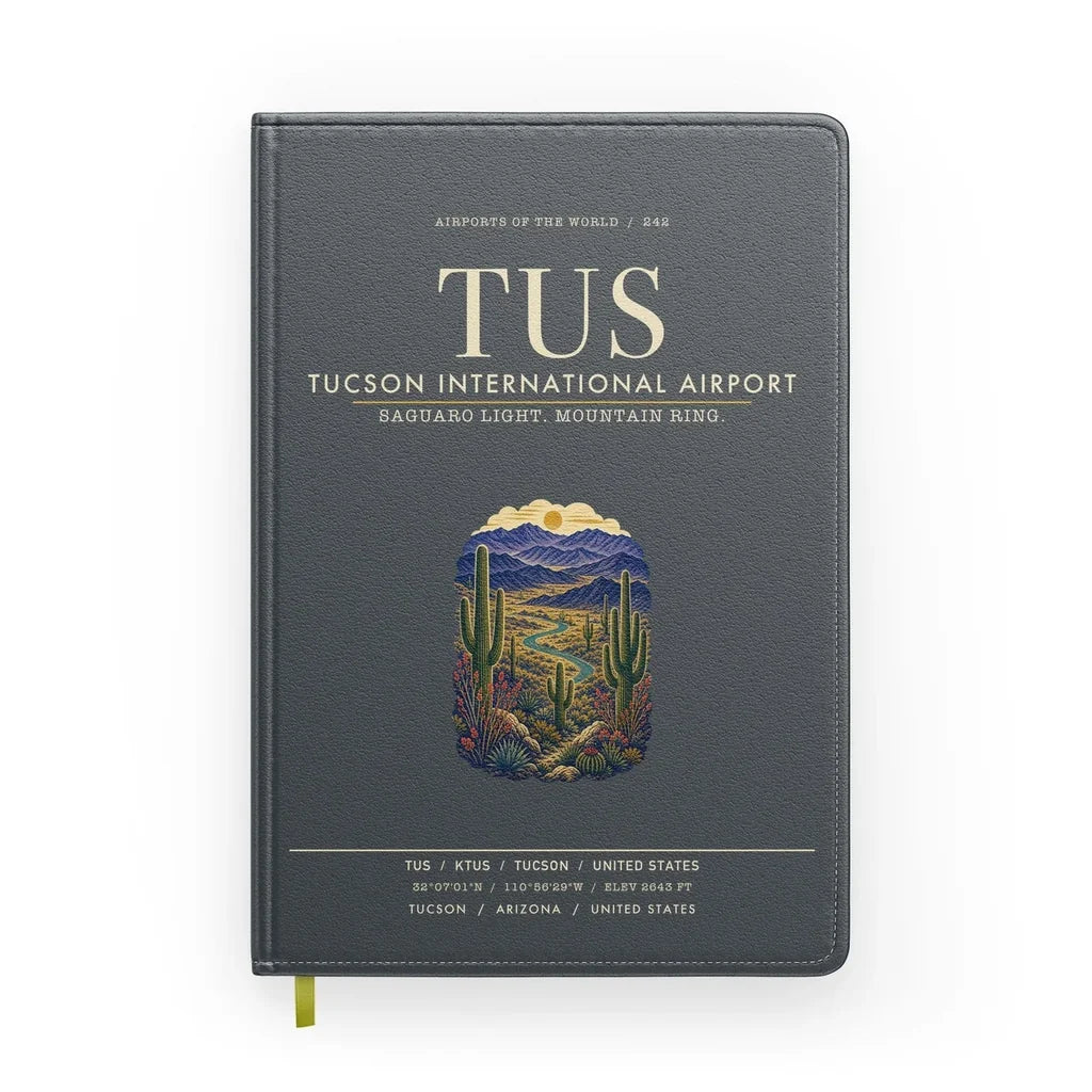 Tucson International Airport (TUS) design on gray notebook