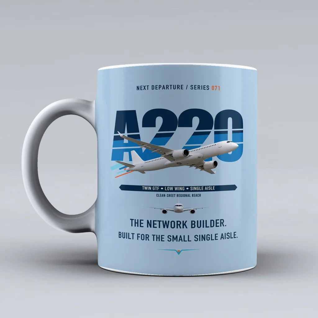 A220-300 Mug design on light blue airbus