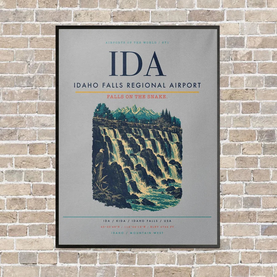 Idaho Falls Regional Airport IDA vertical canvas print - framed - light gray background