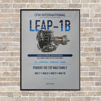 Thumbnail for CFM LEAP-1B vertical canvas print - framed - light gray background