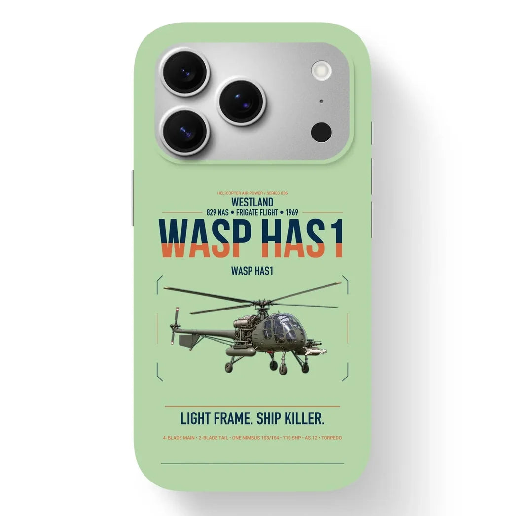 Westland Wasp HAS1 design on light green magsafe iphone case, for iPhone 17 Pro
