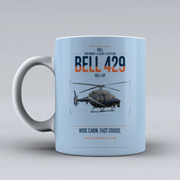 Thumbnail for Bell 429 design on light blue ceramic mug, double-side print