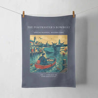 Thumbnail for VINTAGE G4278 - The Postmaster's Rowboat - Designed Towels design on navyblue
