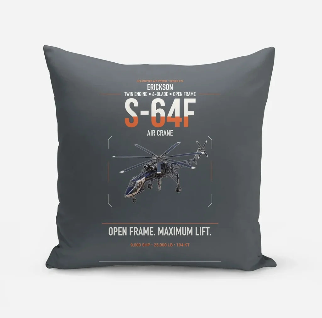 Erickson S-64F Air Crane design on gray pillow