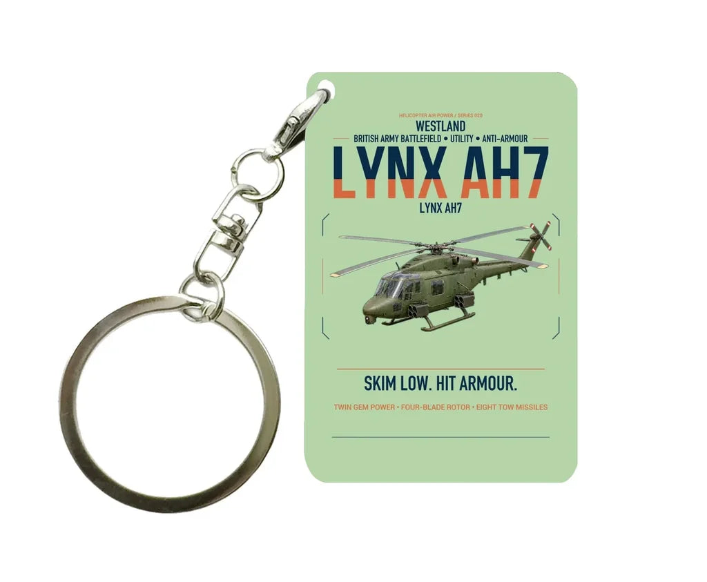 Westland Lynx AH7 design on light green designed key chain, double-side print
