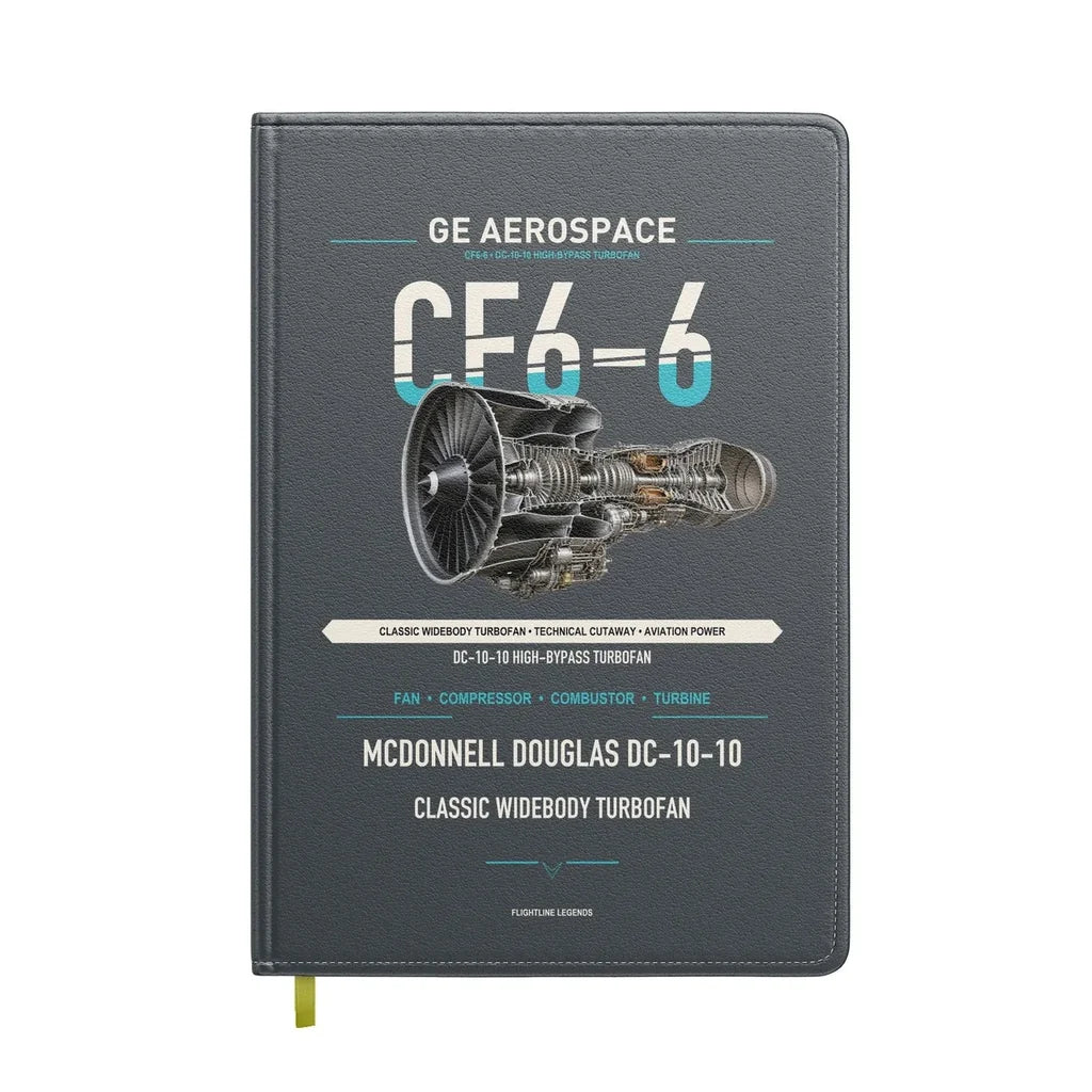 CF6-6 design on gray notebook