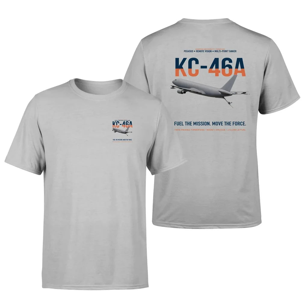 KC-46A PEGASUS design on light gray double-side t-shirt, double-side print
