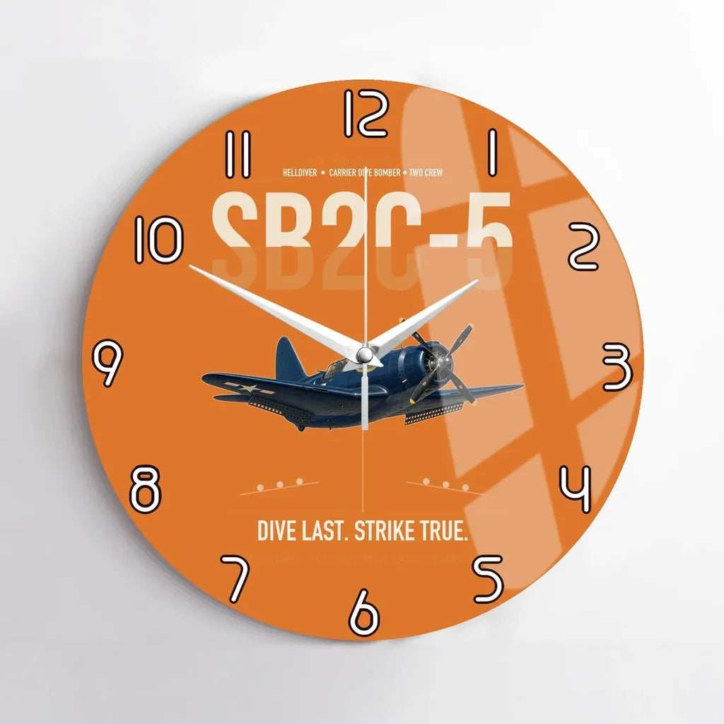 SB2C-5 Helldiver design on orange no frame wall clock