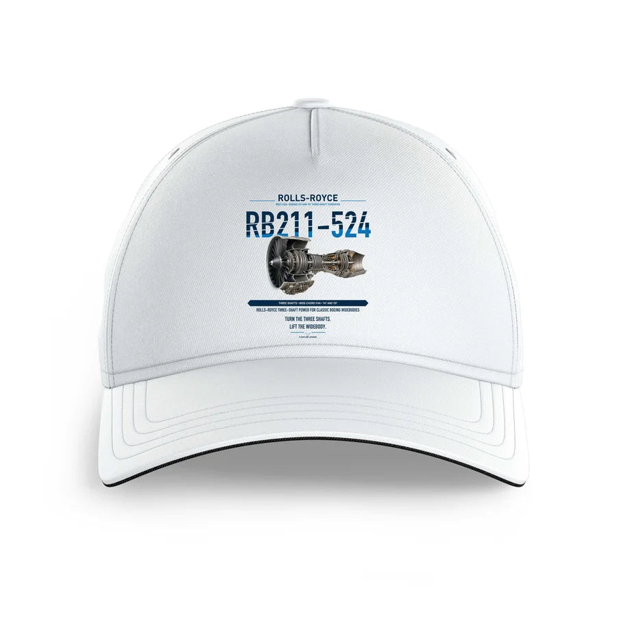 RB211-524 design on white printed hat