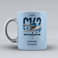 Thumbnail for Cessna 162 Skycatcher design on light blue ceramic mug, double-side print