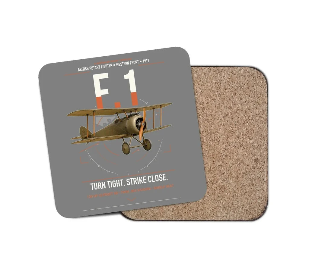 Sopwith Camel F.1 design on gray 1 piece coaster