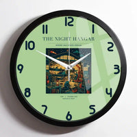 Thumbnail for VINTAGE G4049 - The Night Hangar - Designed Wall Clocks design on lightgreen framed