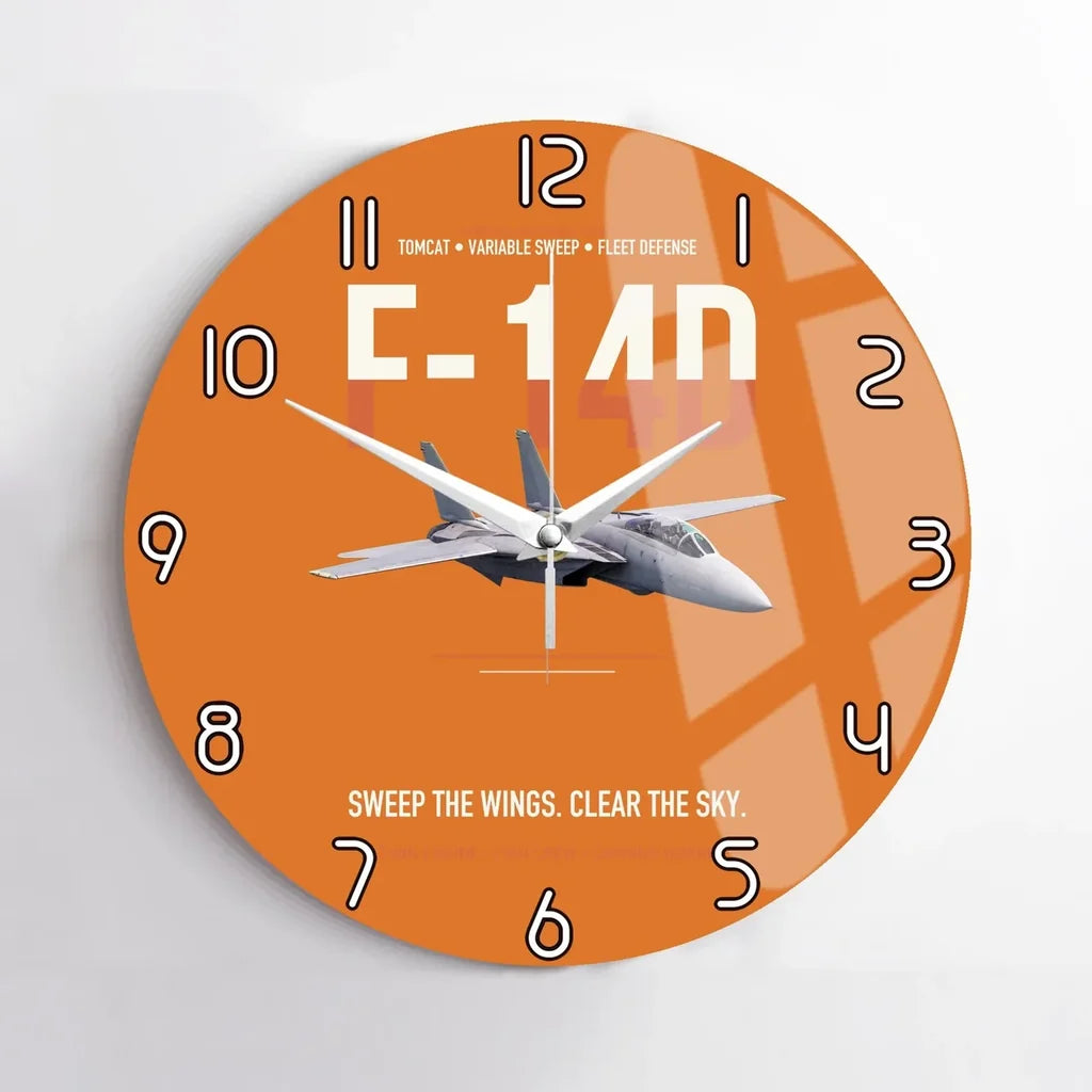 F-14D Tomcat Sweep The Wings Clear The Sky design on orange no frame wall clock