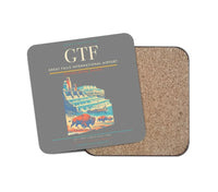 Thumbnail for Great Falls International Airport (GTF) design on gray 1 piece coaster