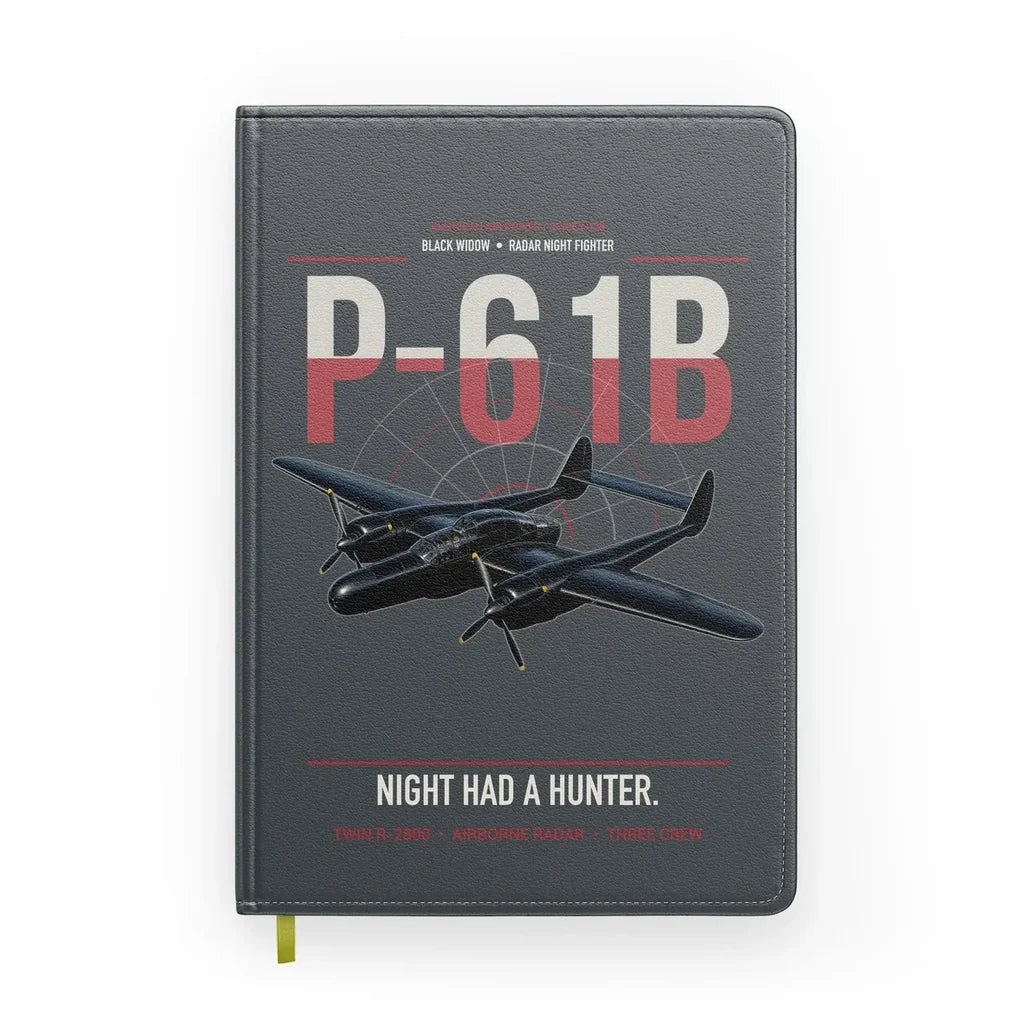 P-61B Black Widow design on gray notebook