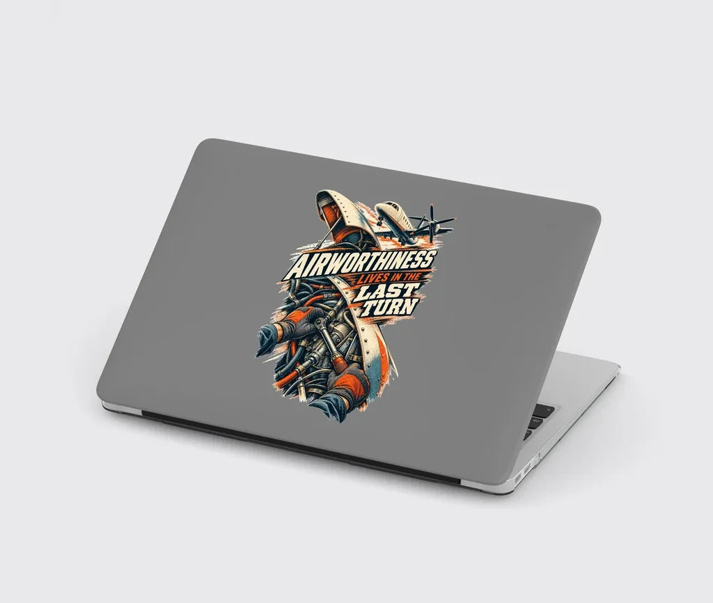 Airworthiness Lives In The Last Turn design on gray MacBook case