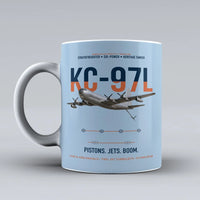 Thumbnail for KC-97L STRATOFREIGHTER design on light blue ceramic mug, double-side print