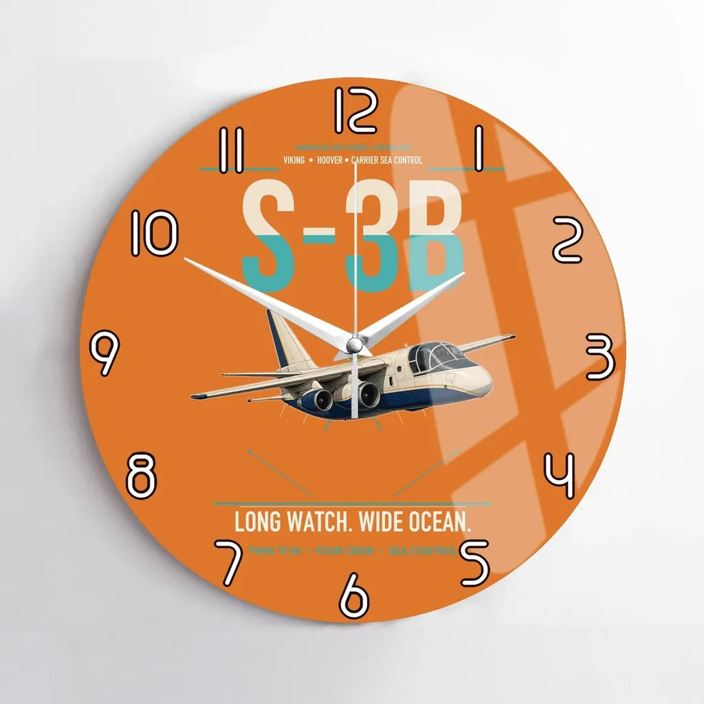 S-3B Viking design on orange no frame wall clock