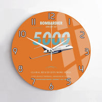 Thumbnail for Bombardier Global 5000 design on orange no frame wall clock